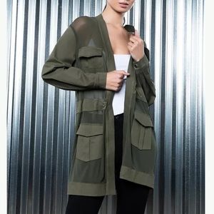 Azalea Wang Olive Jacket Size Small‎ Oversized Green Longline Open
